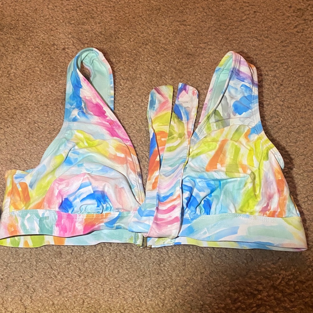 Time and Tru Multicolor Bikini Top